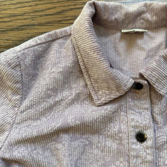 J.Jill Women’s M Button Front Corduroy Shirt Light Purple Textured Long Sleeve - Picture 4 of 8